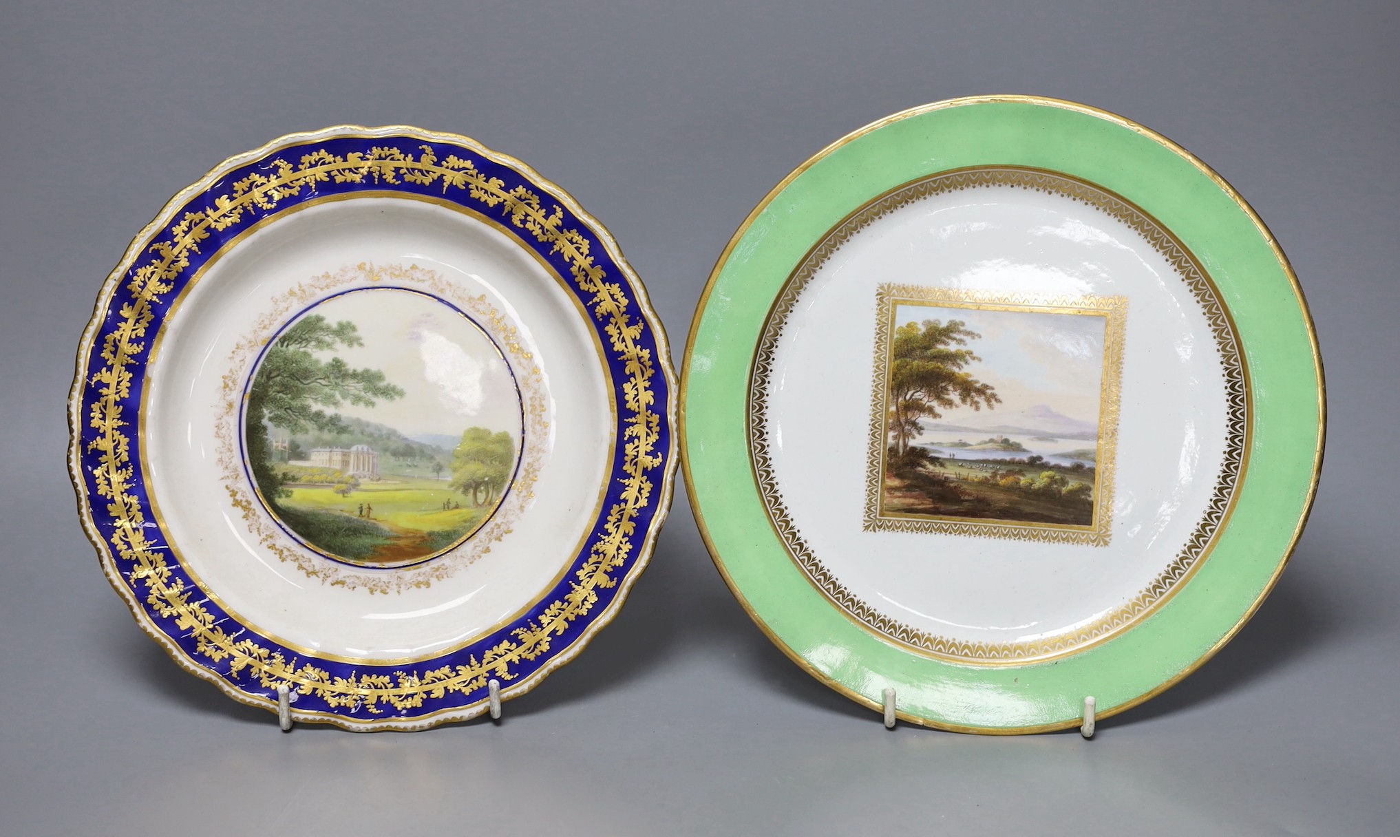 Two Derby dessert plates, late 18th century, attributed to Zachariah Boreman and ‘Jockey’ Hill, 21.8cm diameter
